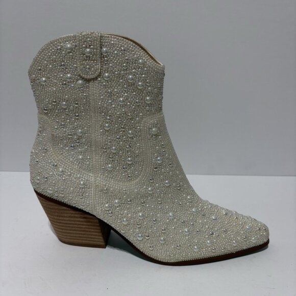 Betsey Johnson Women’s Emory Pearl Western Bootie Size 7.5 M